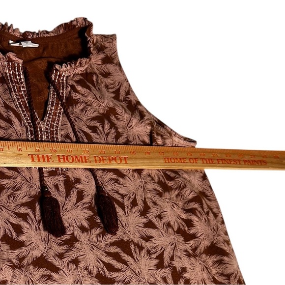 J Jill Bellissima Tasseled Top Peasant Blouse Tassel Split Neck Floral Sz Medium - Picture 11 of 11